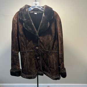 Marvin Richards Dark Brown Teddy Jacket with Faux Fur Trim